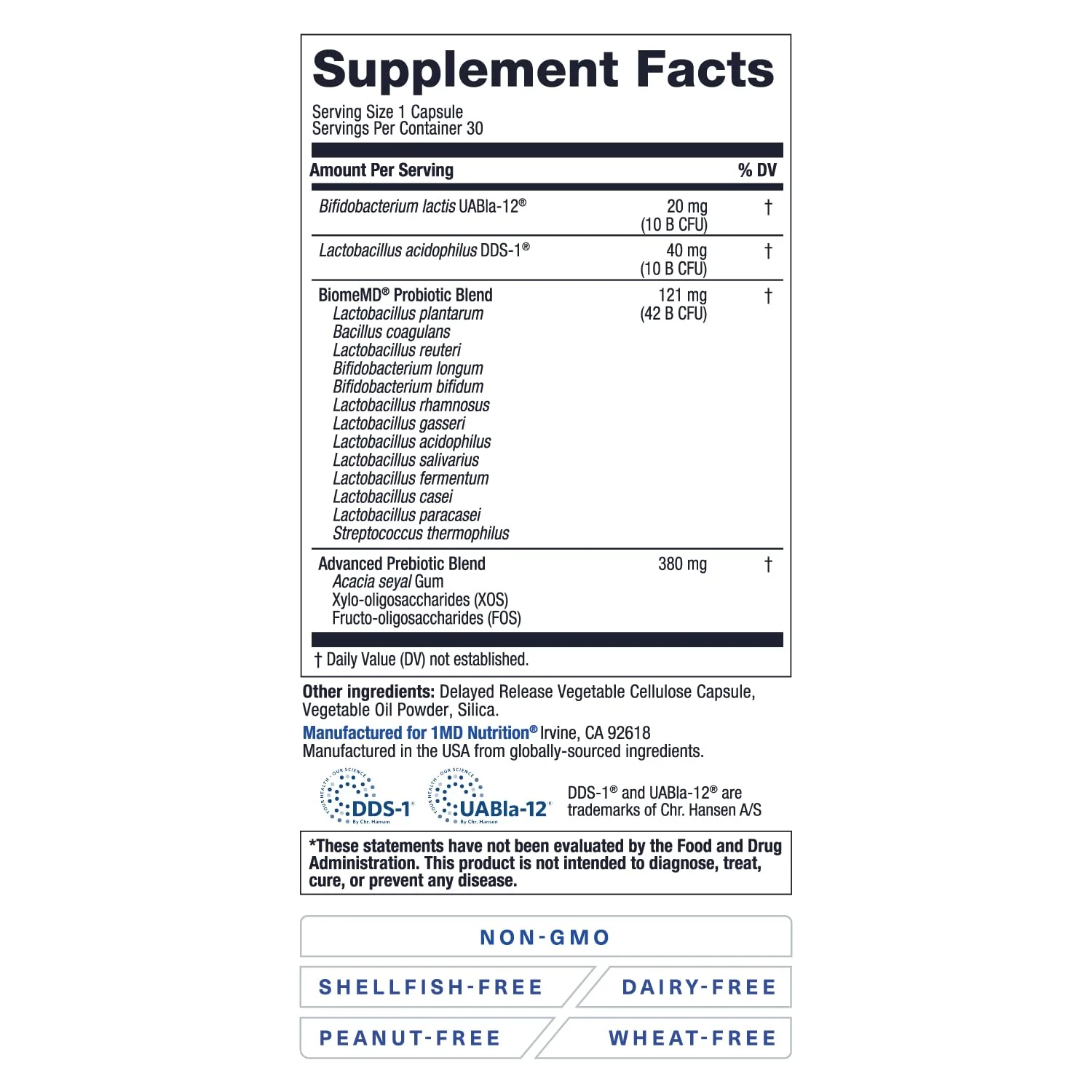 BiomeMD Probiotics by 1MD Nutrition | 62B CFUs, 15 Strains + Prebiotics | Digestive & Immune Support | 30 Capsules - Image 7