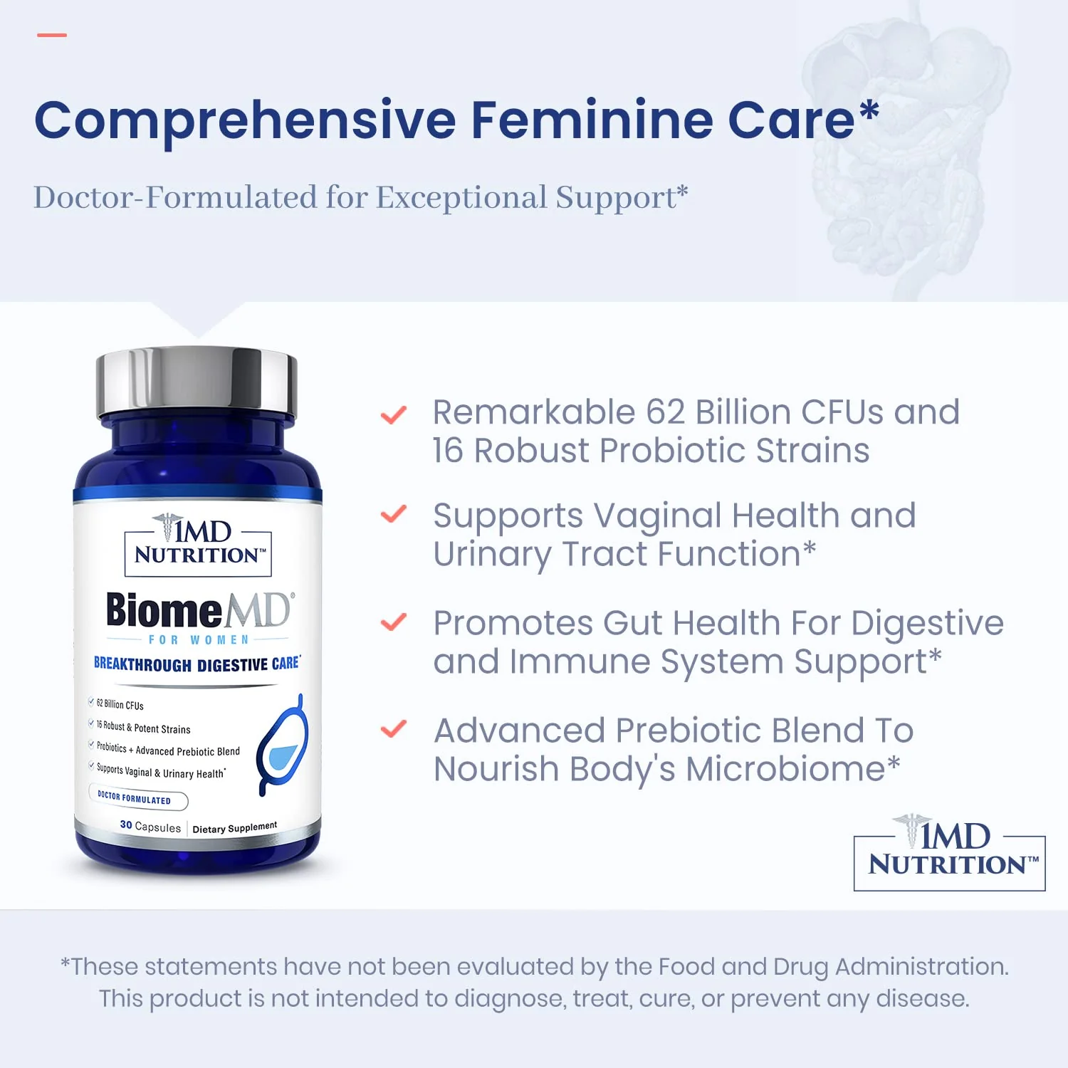 BiomeMD Probiotics for Women — 62B CFUs, 16 Strains + Prebiotics | Doctor-Formulated | 2-Pack - Image 10