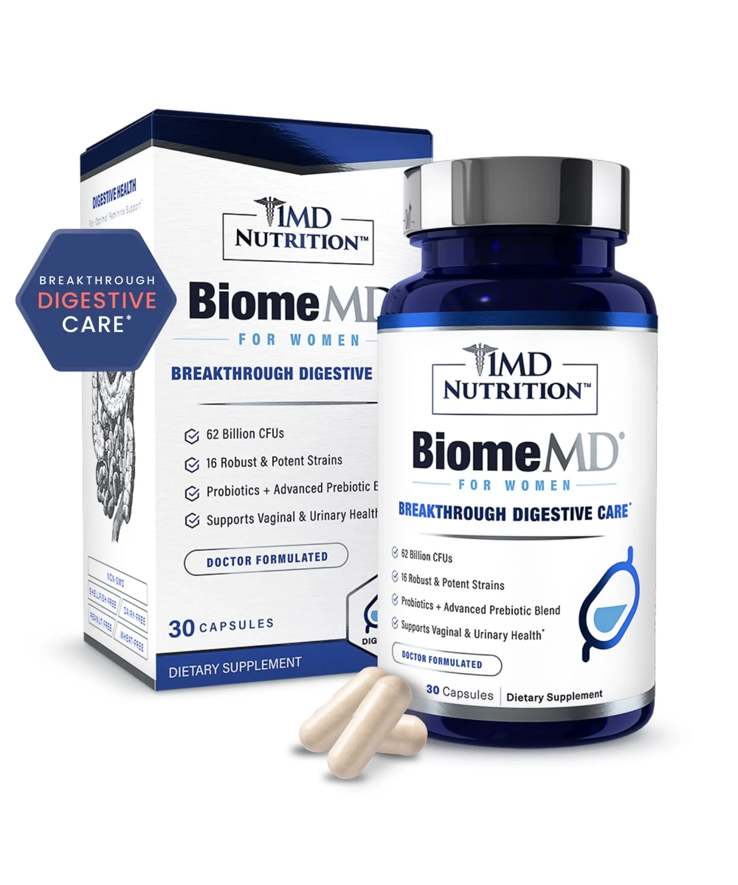 BiomeMD Probiotics for Women by 1MD Nutrition – 60B CFUs, 15 Strains, 30 Capsules - Image 10