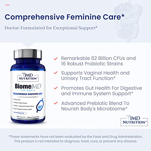 BiomeMD Probiotics for Women by 1MD Nutrition – 60B CFUs, 15 Strains, 30 Capsules - Image 14