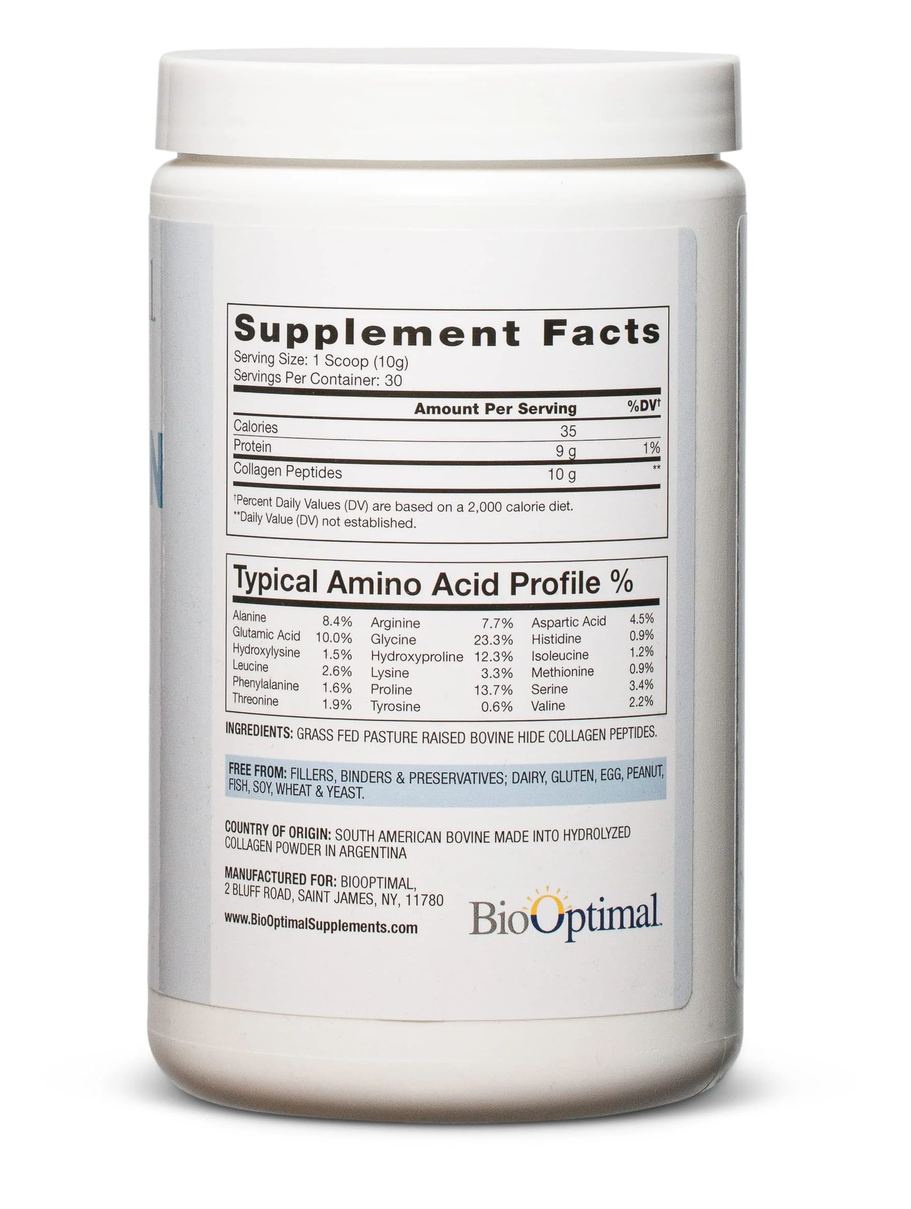 BioOptimal Collagen Peptides Powder – Grass-Fed, Pasture-Raised Hydrolyzed Protein Supplement for Skin, Hair & Nails – Non-GMO, Zero Sugar | 30 Servings - Image 3