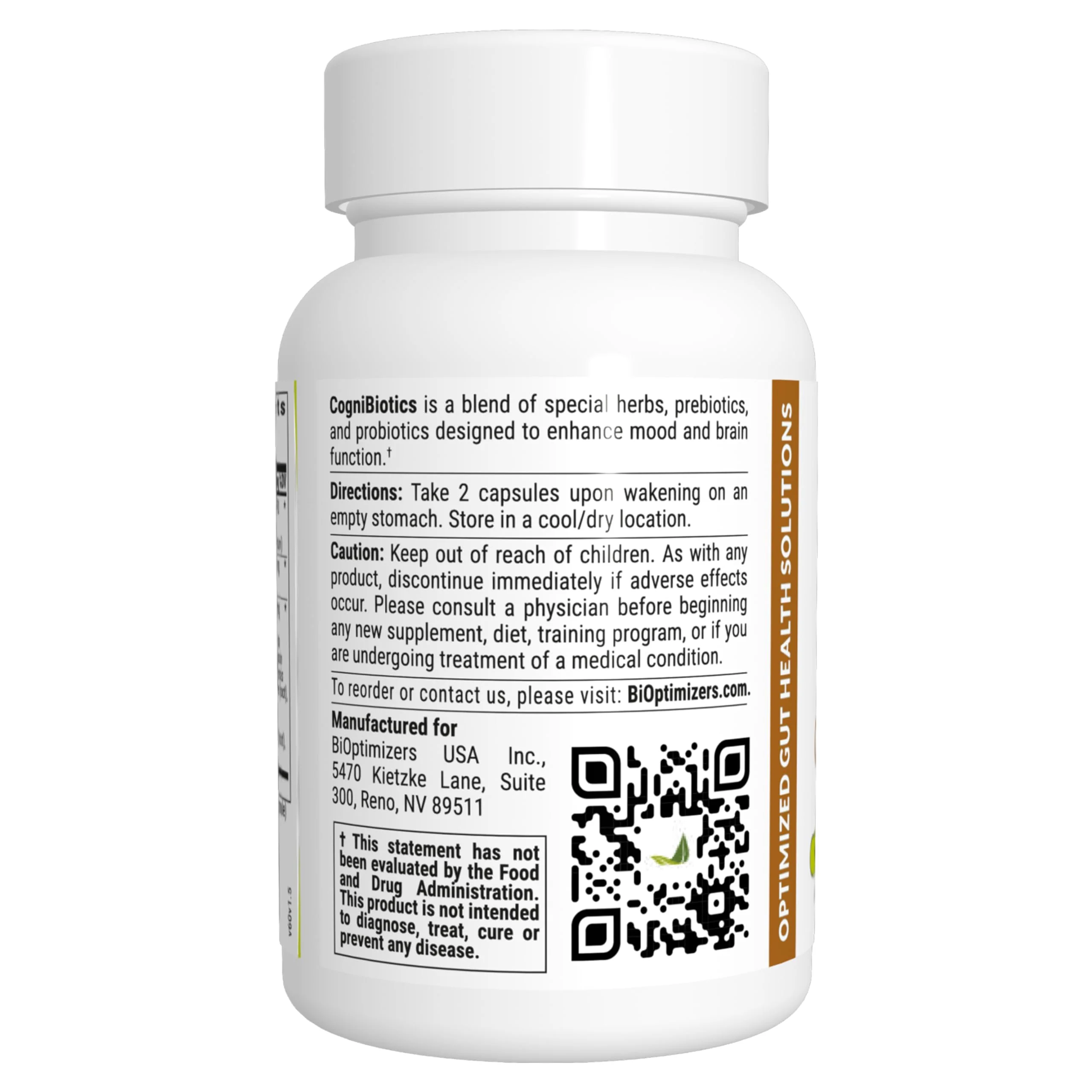 BIOptimizers Cognibiotics Probiotic Brain Supplement – Mood, Focus, Memory, Clarity | 60 Capsules - Image 3
