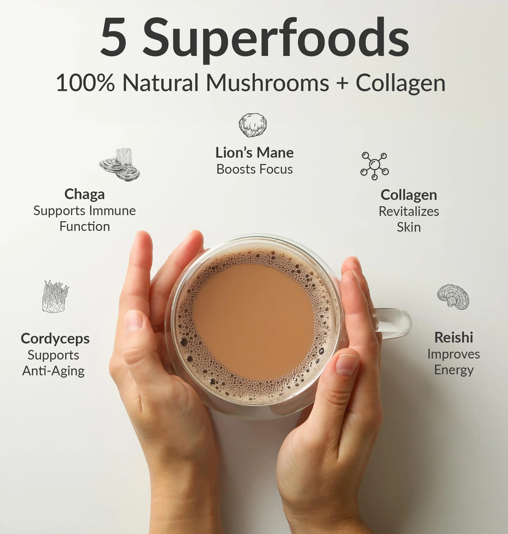 BIOptimizers Mushroom Coffee Alternative – Chai Drink with Lion’s Mane, Chaga, Reishi + Collagen – 15 Servings - Image 4