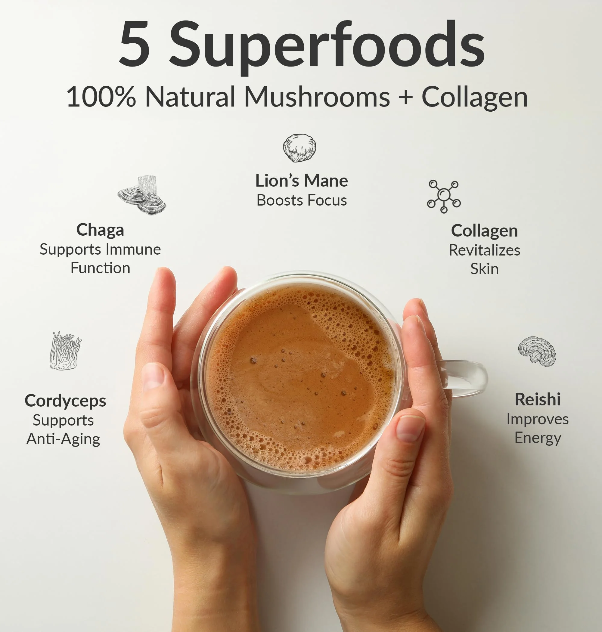 BIOptimizers Mushroom Coffee Alternative – Salted Caramel with Lion’s Mane, Chaga & Reishi + Collagen & MCT – 30 Servings - Image 4