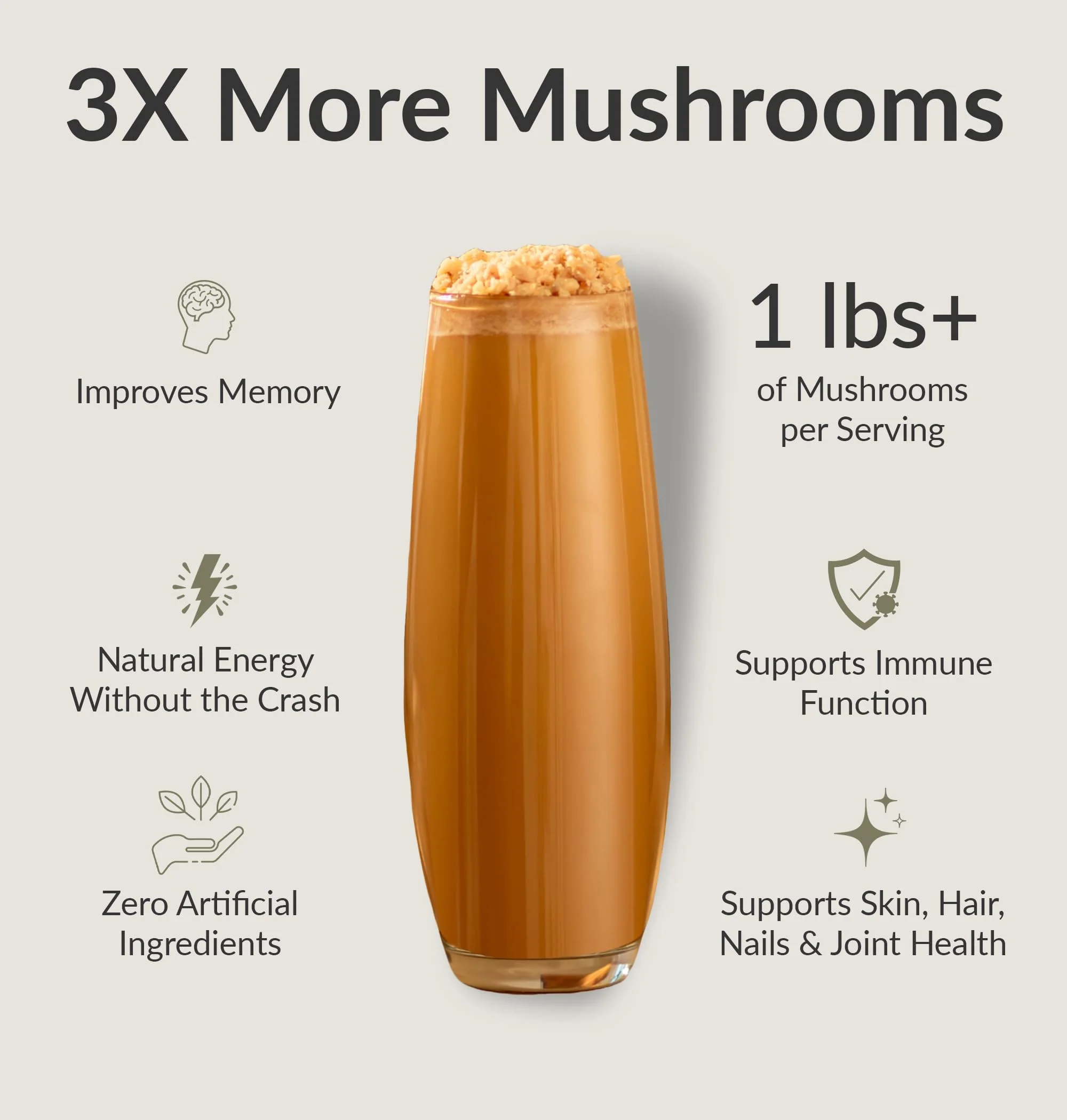 BIOptimizers Mushroom Coffee Alternative – Salted Caramel with Lion's Mane, Chaga, Reishi + Collagen & MCT (15 Servings) - Image 12