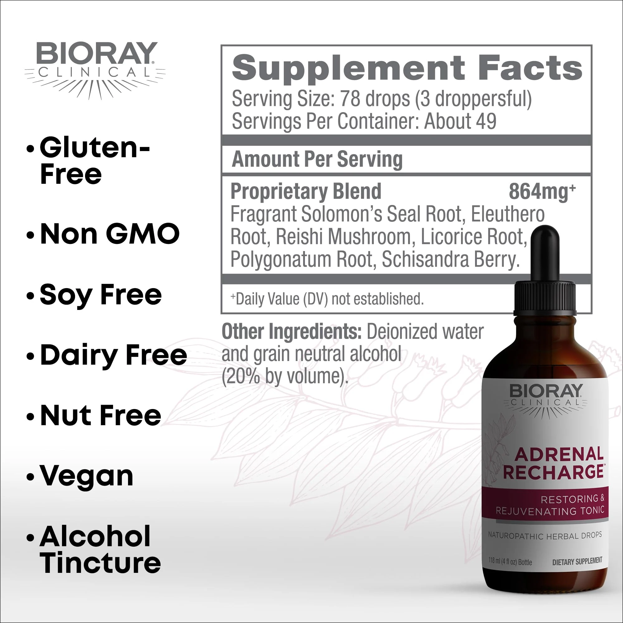 BIORAY Adrenal Recharge - 4 fl oz Tincture | Restoring & Rejuvenating, Non-GMO, Vegan, Gluten Free - Image 8