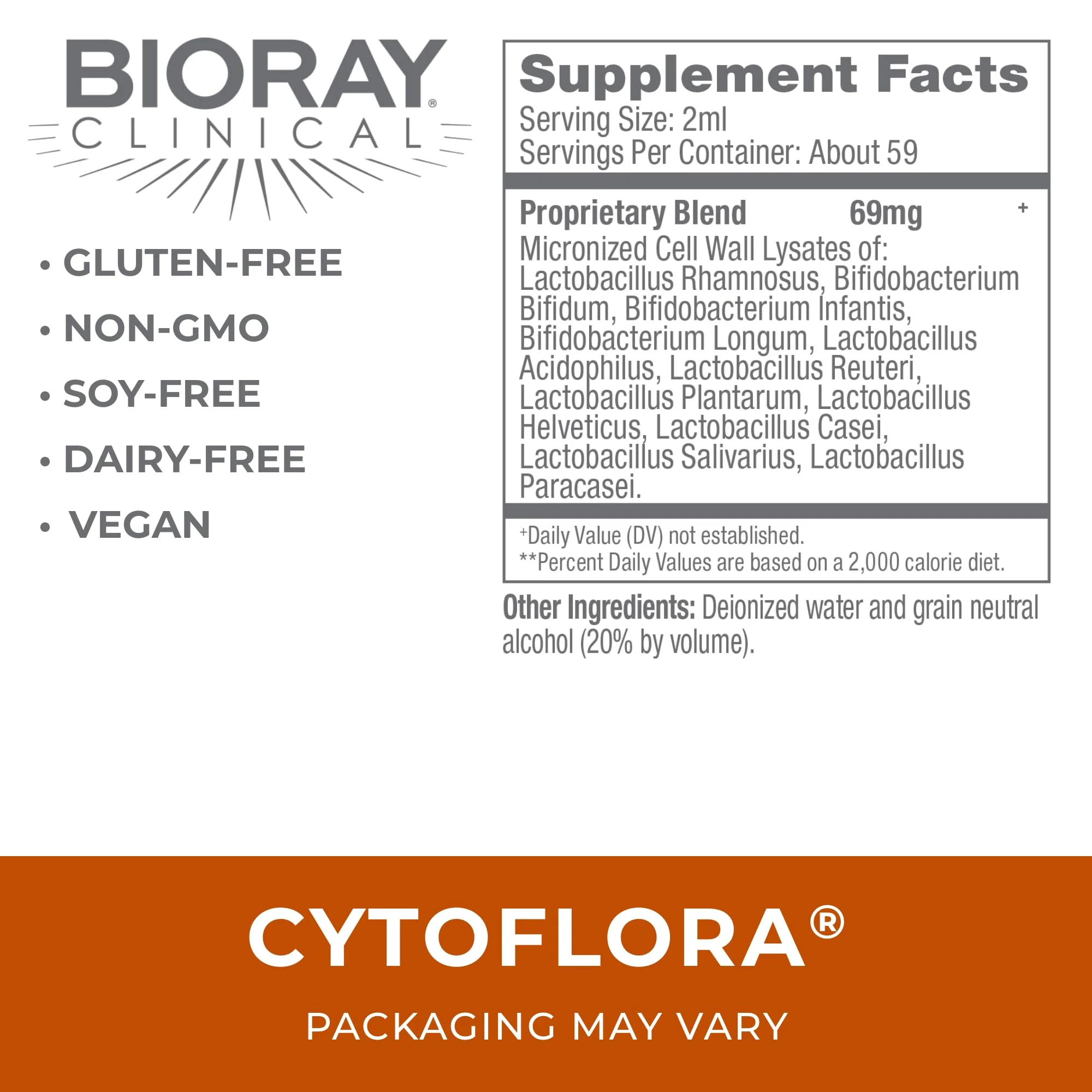 BIORAY CytoFlora Probiotic Immunity Tonic - 4 oz | Non-GMO, Vegetarian, Gluten Free - Image 2