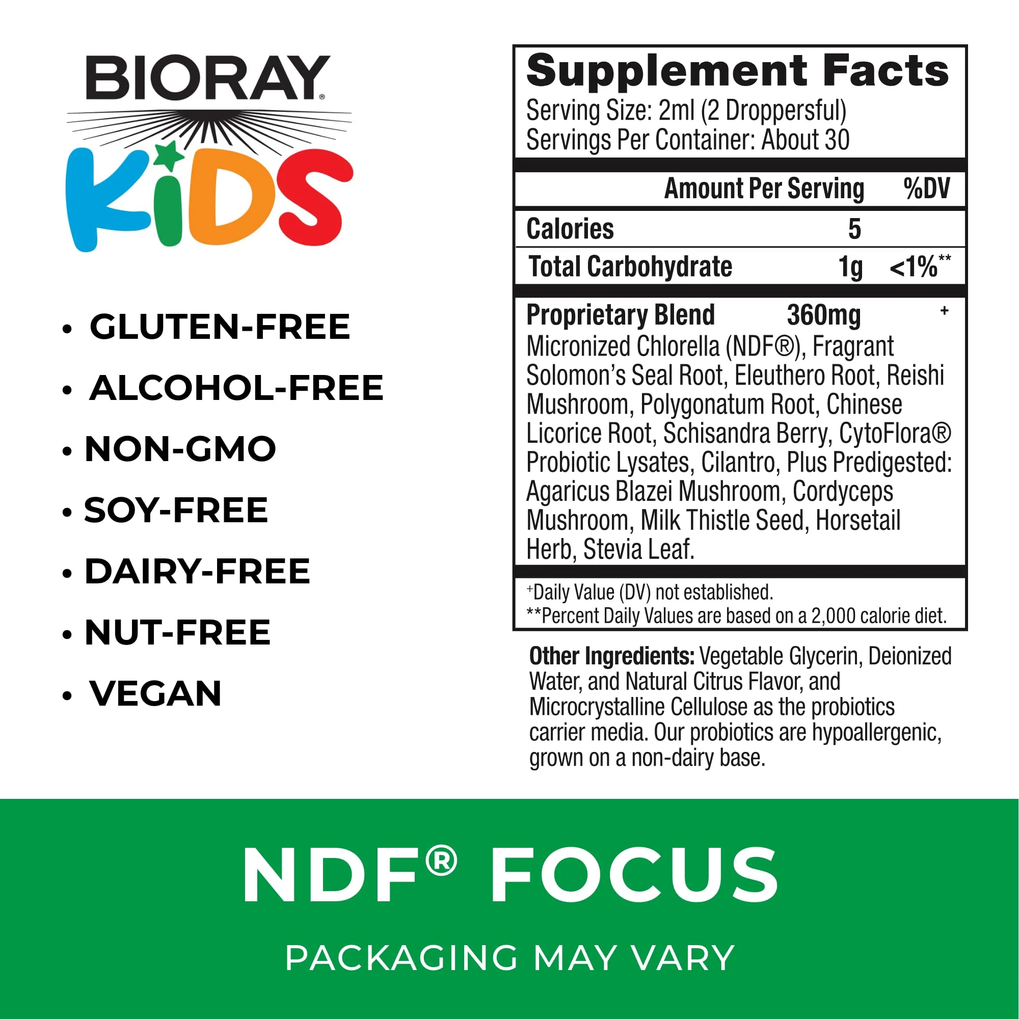BIORAY Kids NDF Focus Citrus – Cognitive Support & Steady Energy (2 fl oz) | Non-GMO, Vegetarian, Gluten Free - Image 2