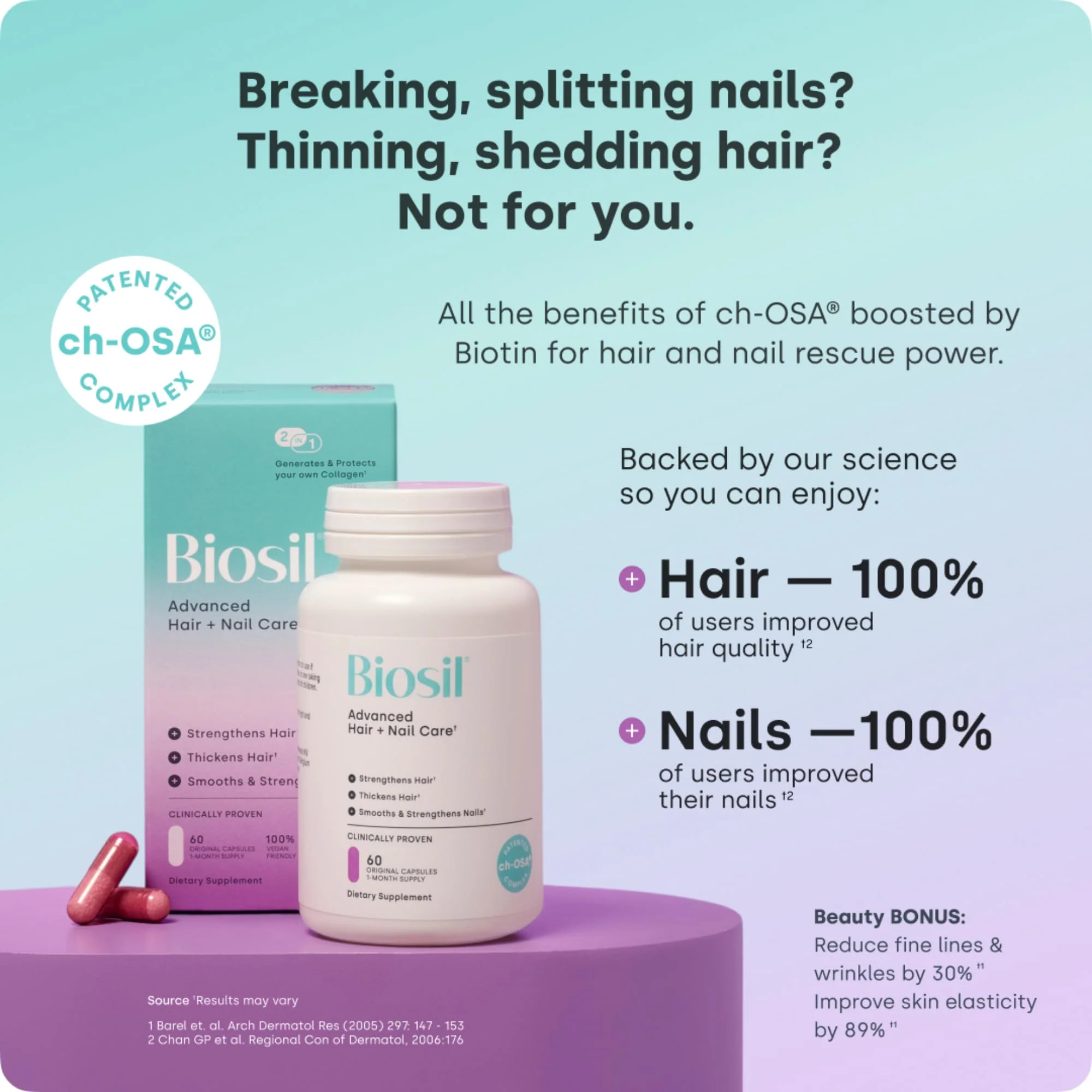 Biosil Advanced Hair + Nail Care – Growth Vitamins for Women | 120 Capsules | ch-OSA - Image 3