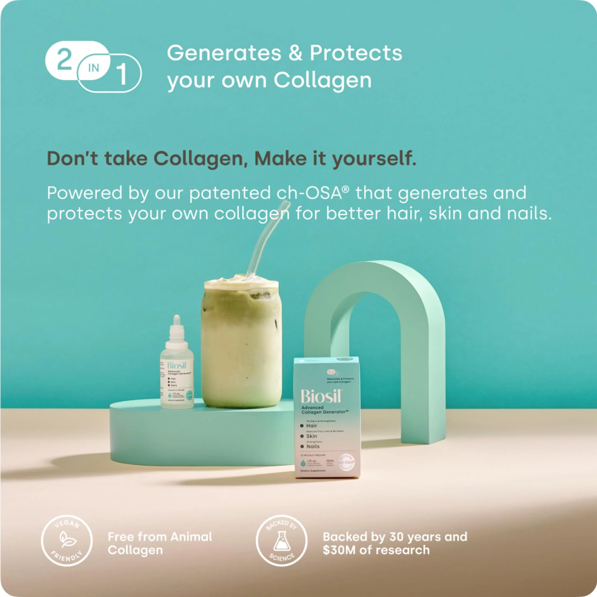 Biosil Collagen Booster Drops - Patented ch-OSA Activator for Skin, Hair, Nails & Joints (1 fl oz x 2) - Image 7
