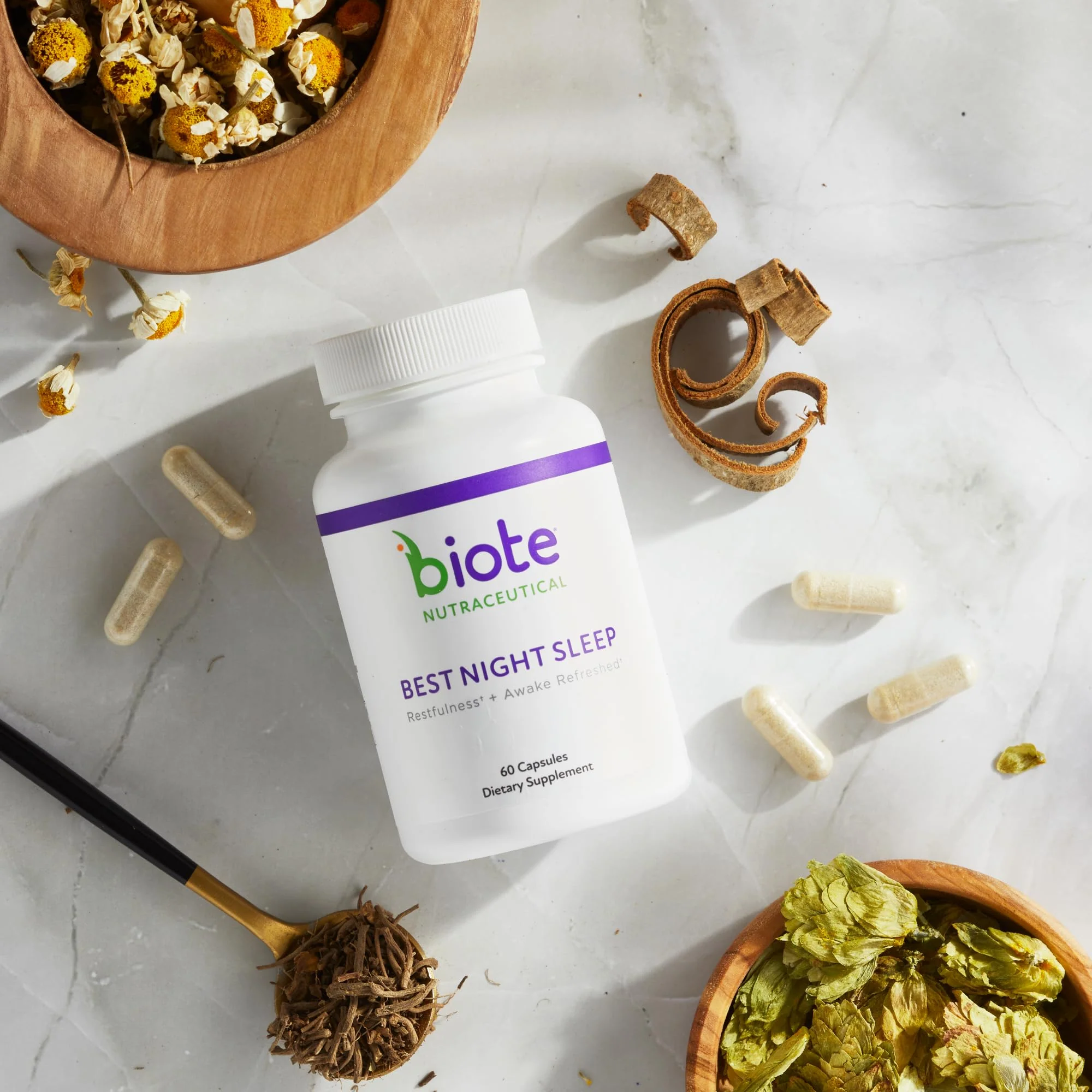 Biote Nutraceuticals Best Night's Sleep - Restfulness and Awake Refreshed (60 Capsules) - Image 7