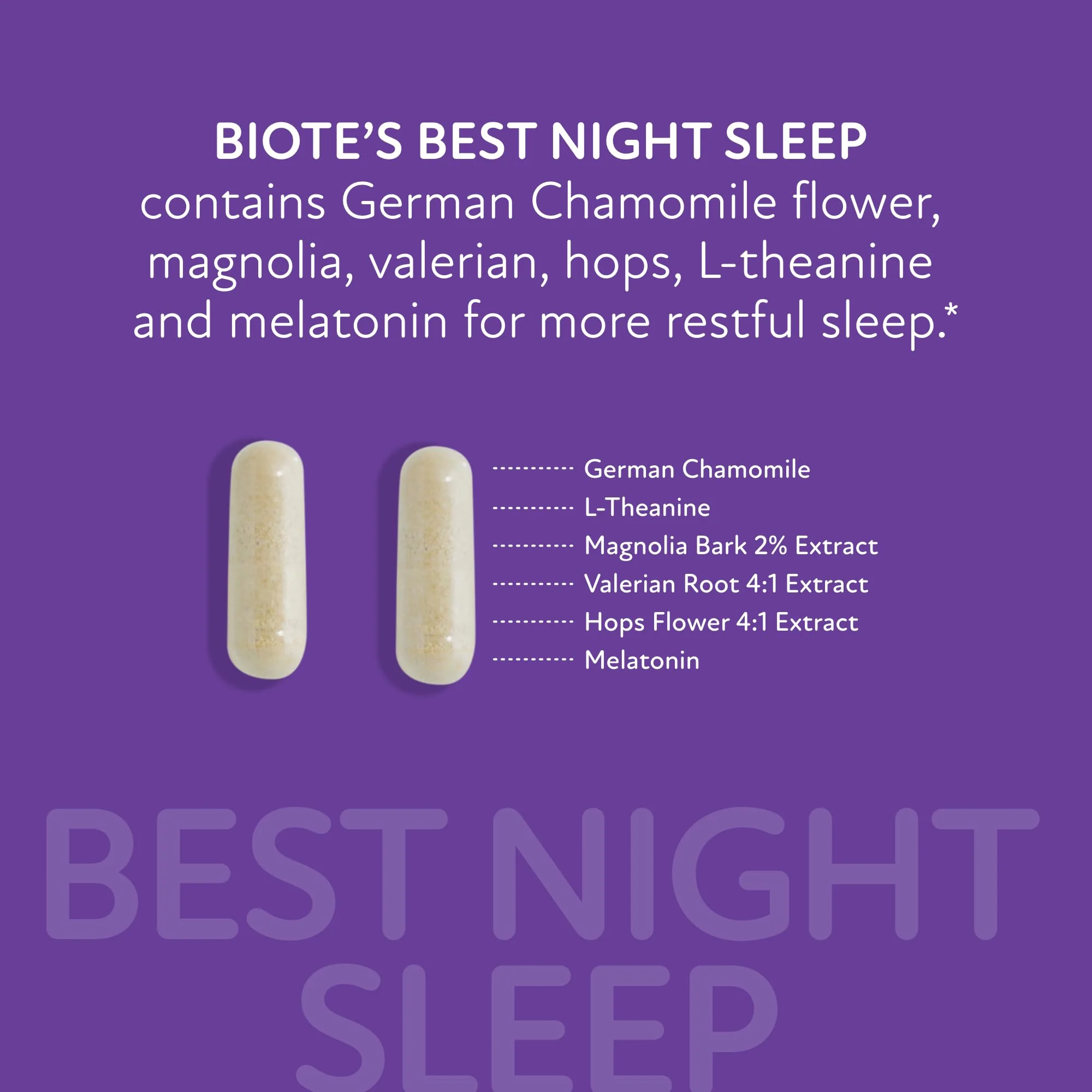 Biote Nutraceuticals Best Night's Sleep - Restfulness and Awake Refreshed (60 Capsules) - Image 9