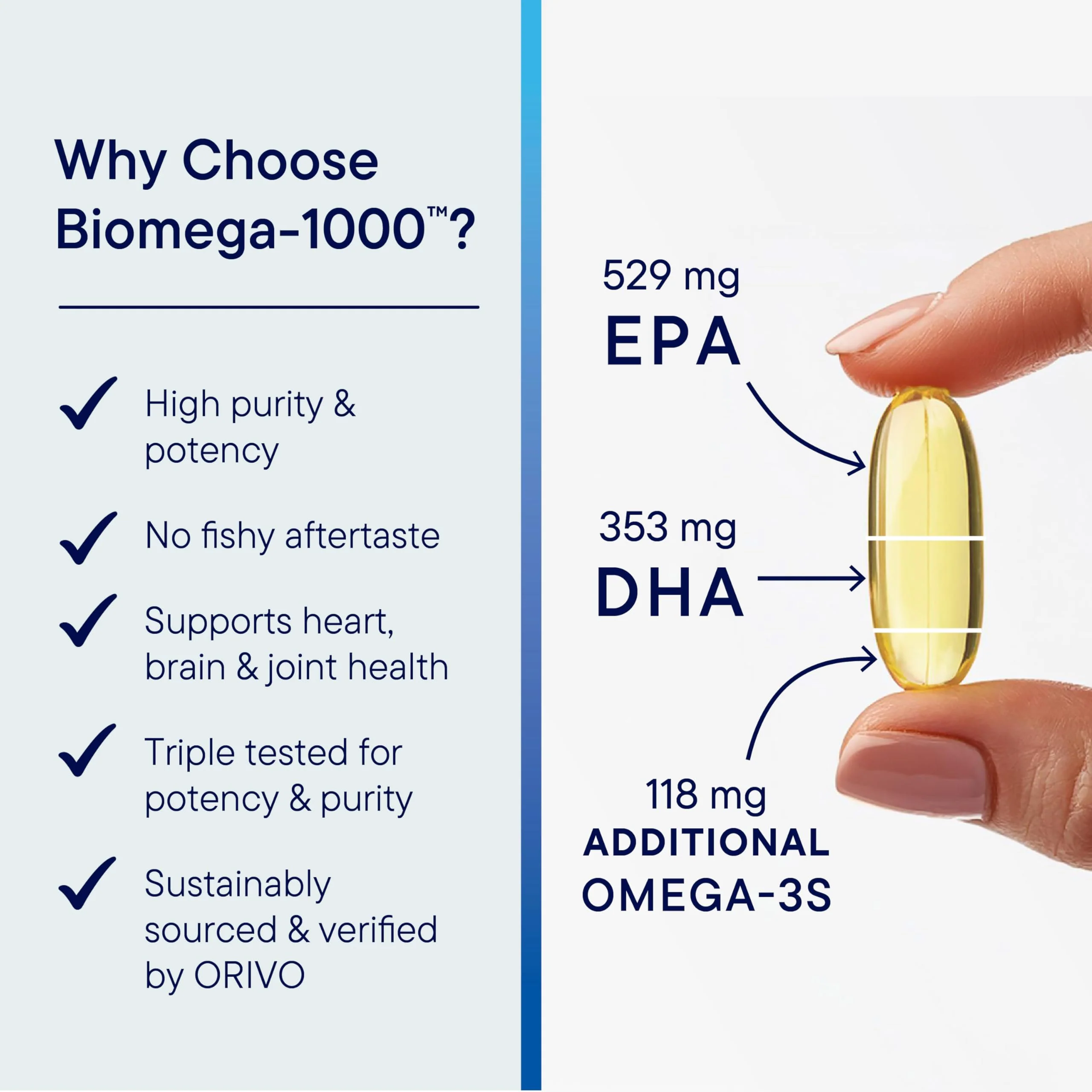 Biotics Research Biomega-1000 Omega-3 Fish Oil – EPA 529 mg / DHA 353 mg | 1000 mg per Serving, 90 Softgels - Image 2