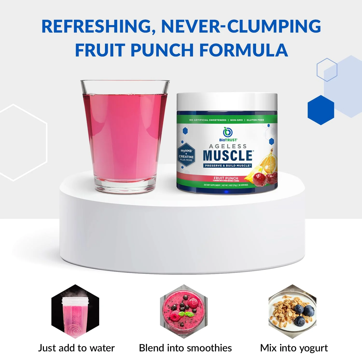 BioTrust Ageless Muscle Builder - Creatine HMB Powder with Vitamin D3 & Betaine | Build & Preserve Muscle Mass Naturally Declining with Age - Fruit Punch, 60 Servings - Image 13