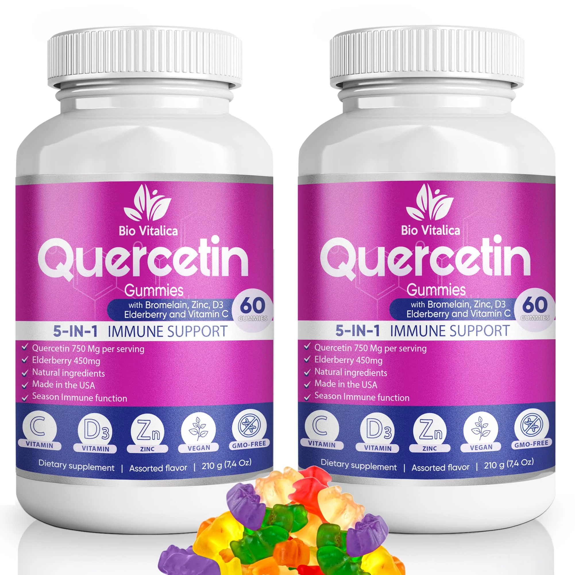 BioVitalica Quercetin Gummies 2-Pack – Immune Support with Quercetin, Zinc & Vitamin C