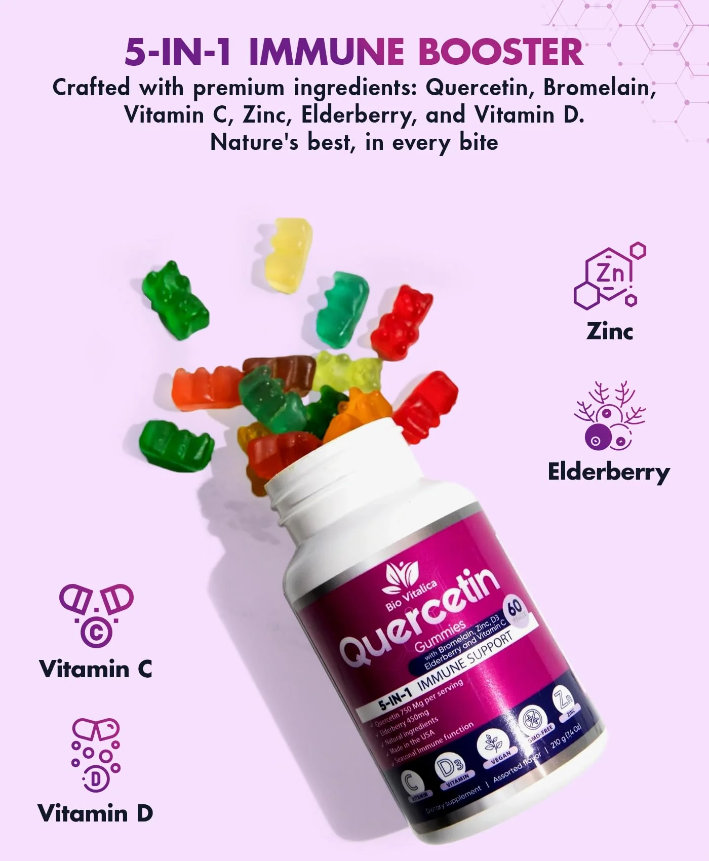 BioVitalica Quercetin Gummies 2-Pack – Immune Support with Quercetin, Zinc & Vitamin C - Image 9