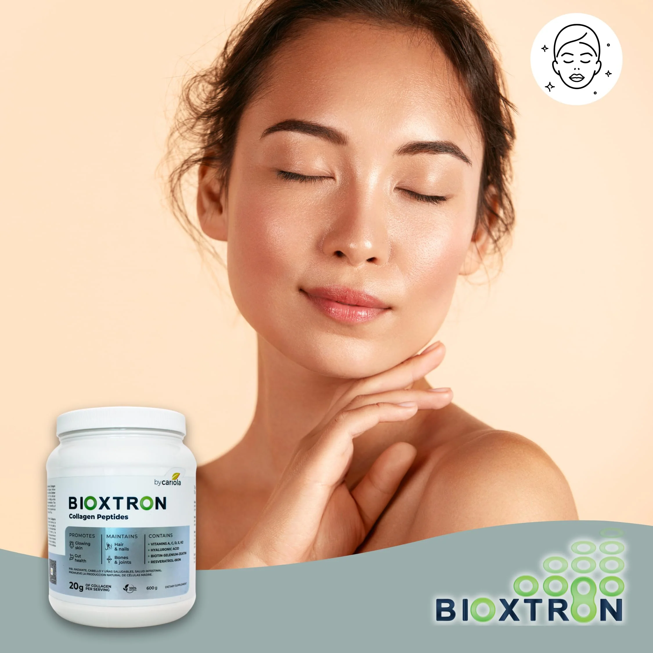 Bioxtron Collagen Peptides Powder – Unflavored Type I Bovine, 600g (30 Servings) with Hyaluronic Acid & Biotin - Image 8