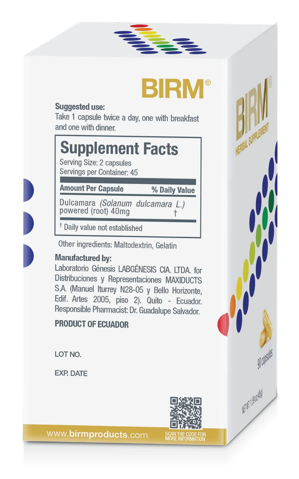 BIRM Preventive Herbal Supplement - Natural Extract Support for a Healthy Immune System - Made in Ecuador, 90 Capsule Bottle (40MG) - Image 3