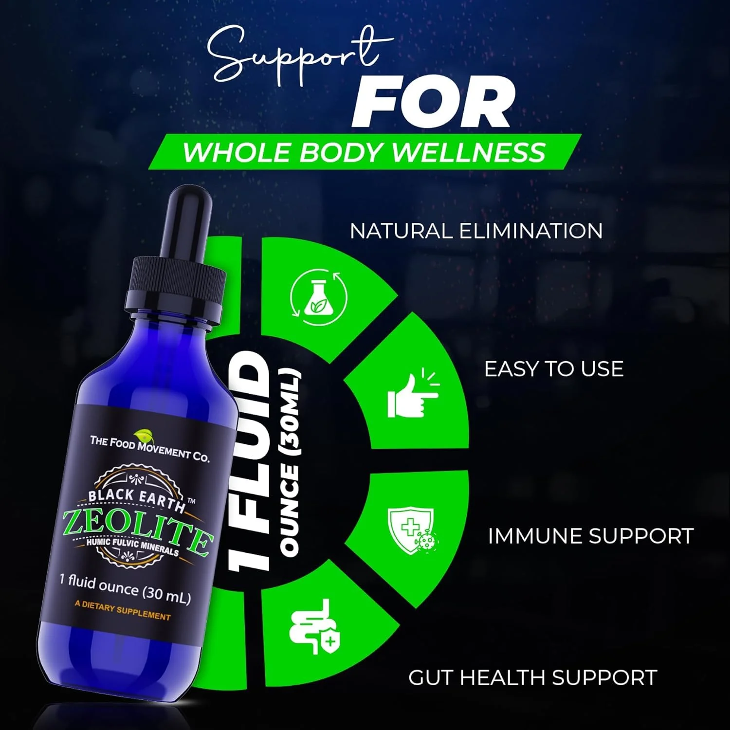 Black Earth Zeolite with Fulvic Acids & Trace Minerals — Liquid Drops (2 oz) for Detox, Gut Health & Immune Support | THE FOOD MOVEMENT CO. - Image 5