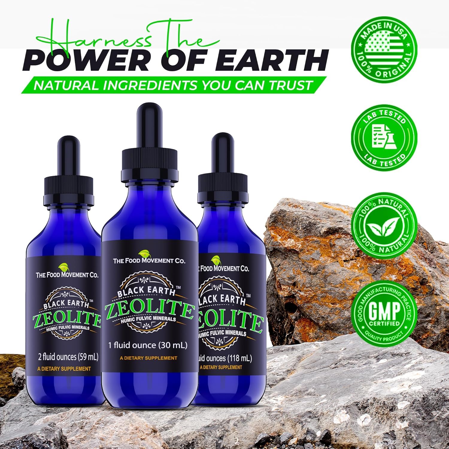Black Earth Zeolite with Fulvic Acids & Trace Minerals — Liquid Drops (2 oz) for Detox, Gut Health & Immune Support | THE FOOD MOVEMENT CO. - Image 7