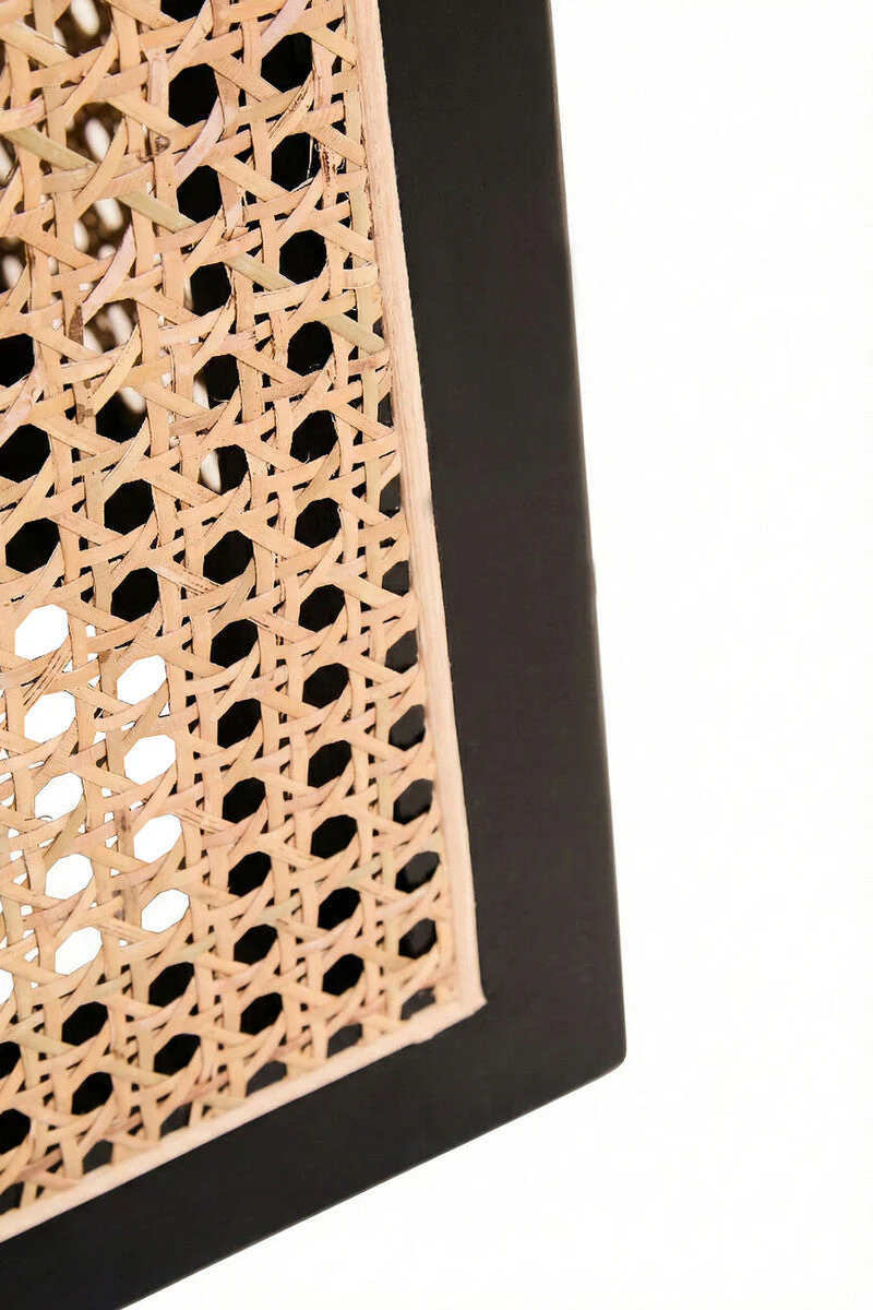 Black Elm Wood Side Table with Woven Natural Cane Panels, Cebu - Image 5