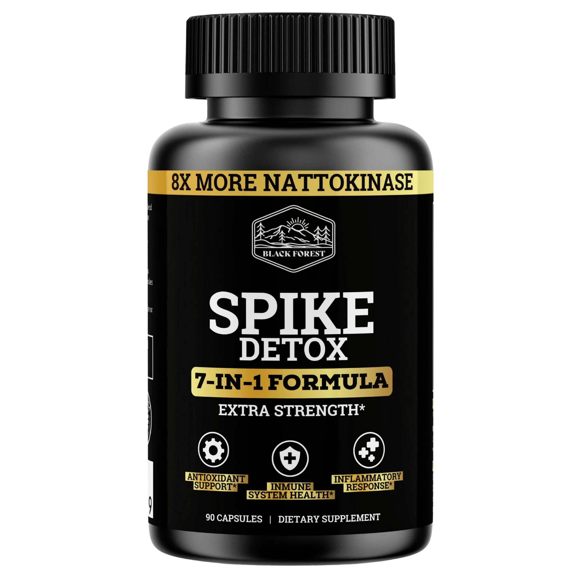 Black Forest The Ultimate Spike Detox: 8X Nattokinase, 7-In-1 Wellness Capsules (NAC, Quercetin, Zinc, Bromelain)