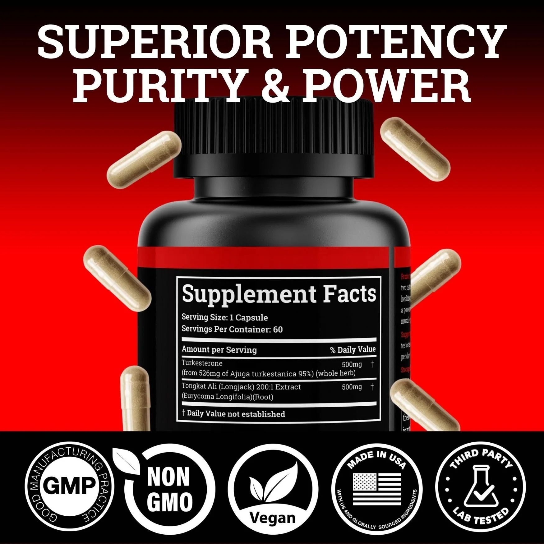 Black Forest Turkesterone Tongkat Ali Supplement 1000mg per Serving | Strength & Energy for Men - Image 13