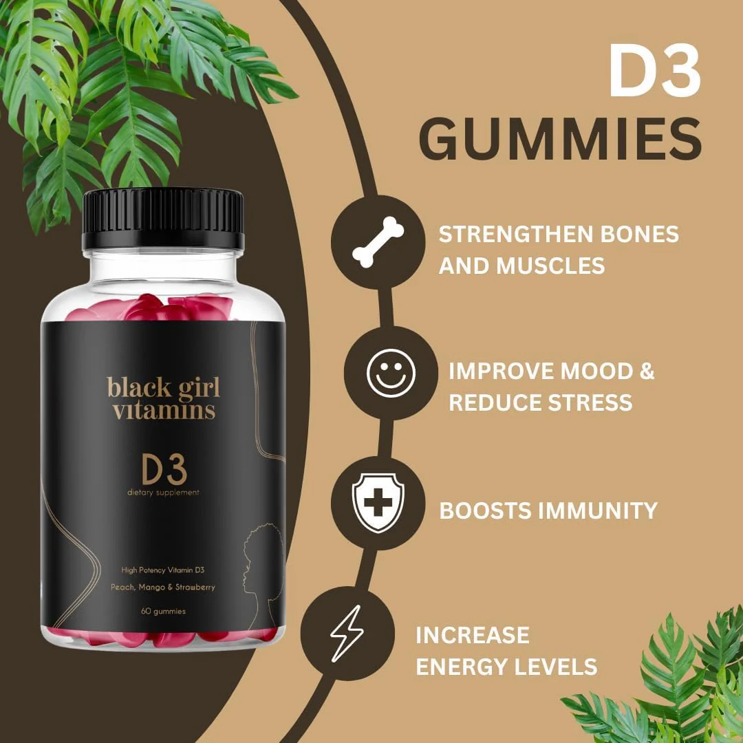 Black Girl Vitamins Complete Wellness Essentials – 30-Day Bundle with D3 Gummies, Probiotics, Hair-Skin-Nails & Sea Moss - Image 4