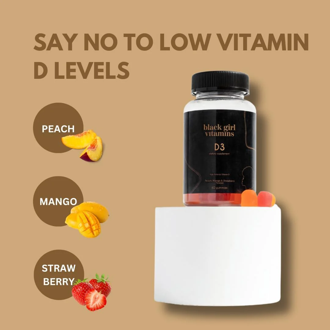 Black Girl Vitamins Vitamin D3 Gummies – 2000 IU, Gluten-Free, Immune, Energy & Bone Support - Image 3