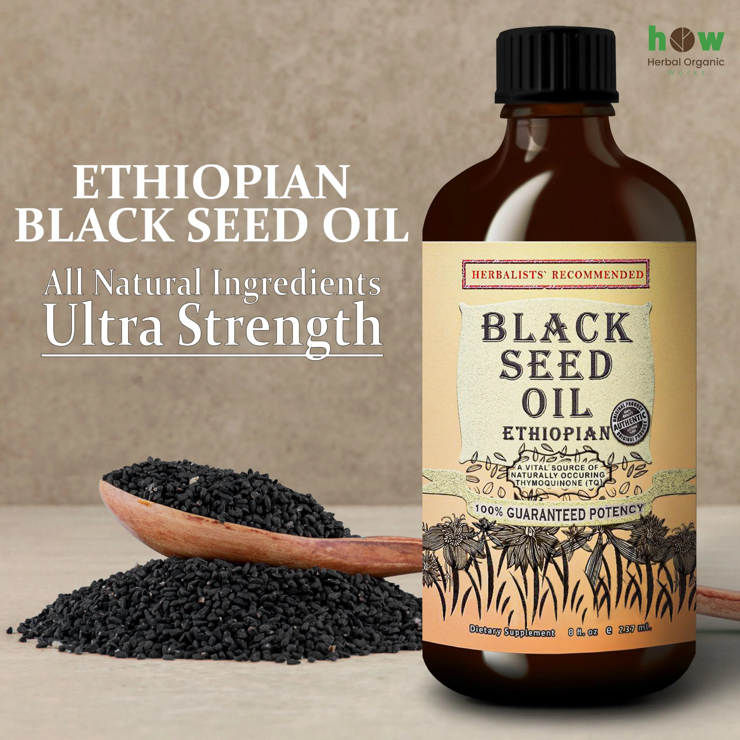 Black Seed Oil 8 oz – Cold Pressed Ethiopian Nigella Sativa (3X Thymoquinone) in Glass - Image 3