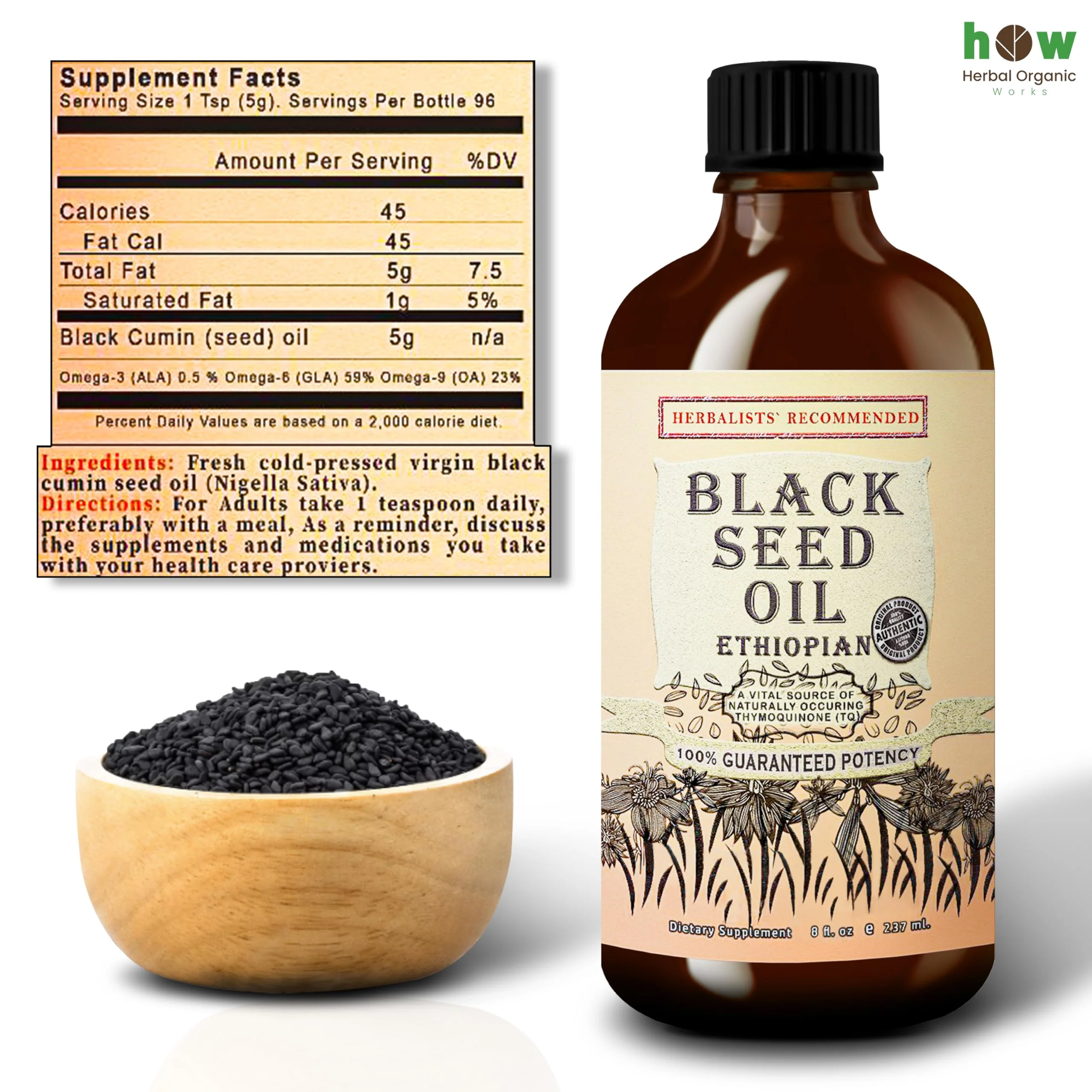 Black Seed Oil 8 oz – Cold Pressed Ethiopian Nigella Sativa (3X Thymoquinone) in Glass - Image 5