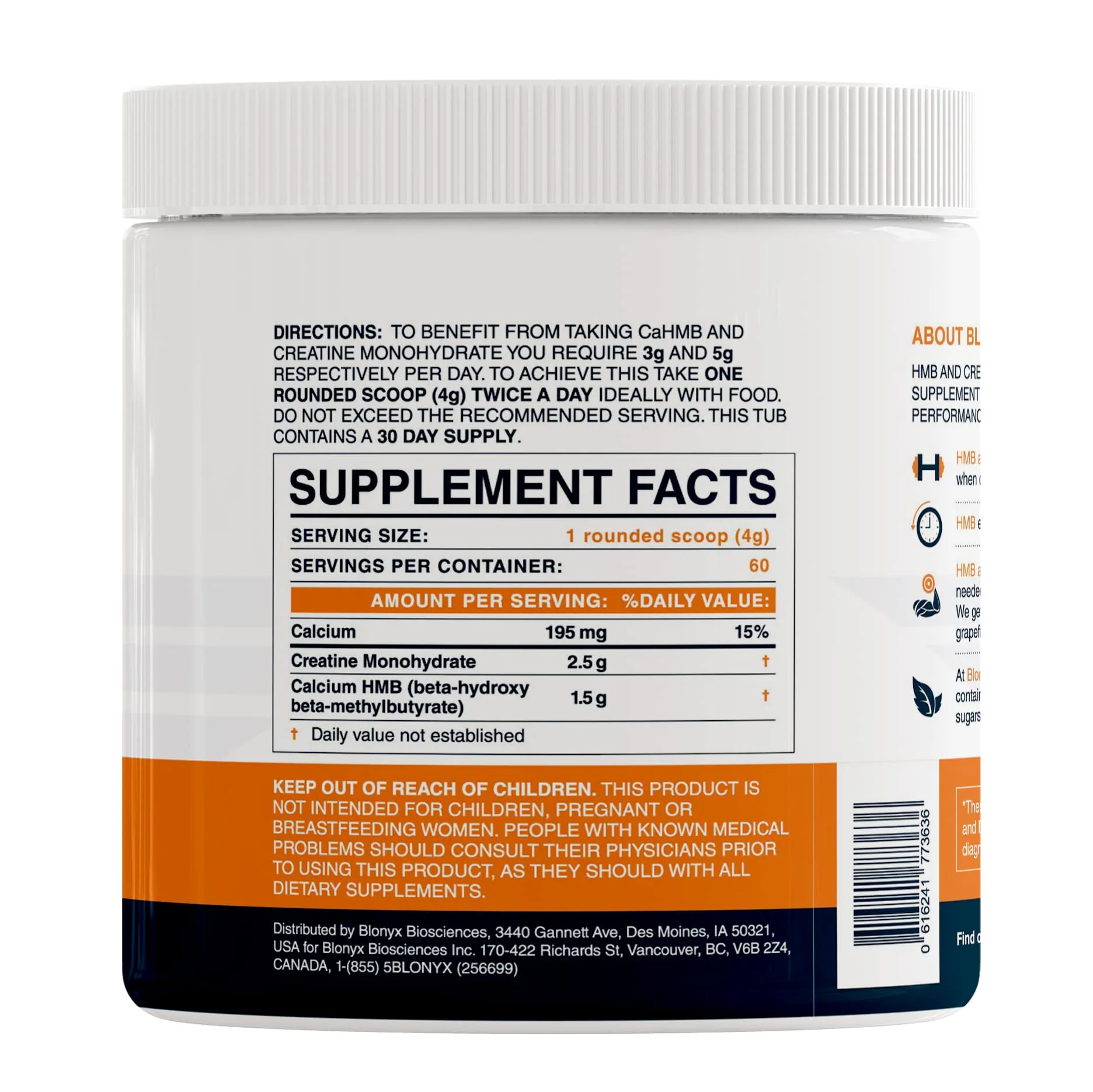 Blonyx HMB + Creatine Supplement — 3g HMB Daily for Strength & Recovery | 30-Day Supply - Image 4