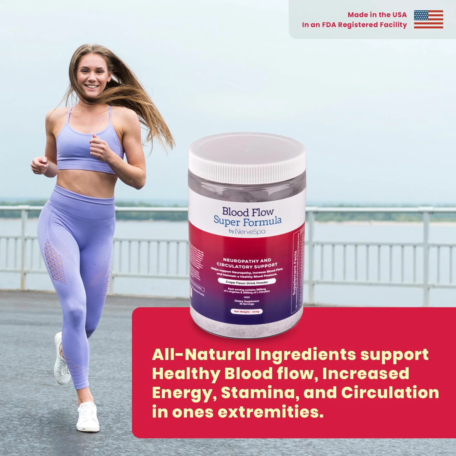 Blood Flow Super Formula Neuropathy Drink Powder by Nerve Spa – L-Arginine & L-Citrulline, 444g/30 Servings - Image 4