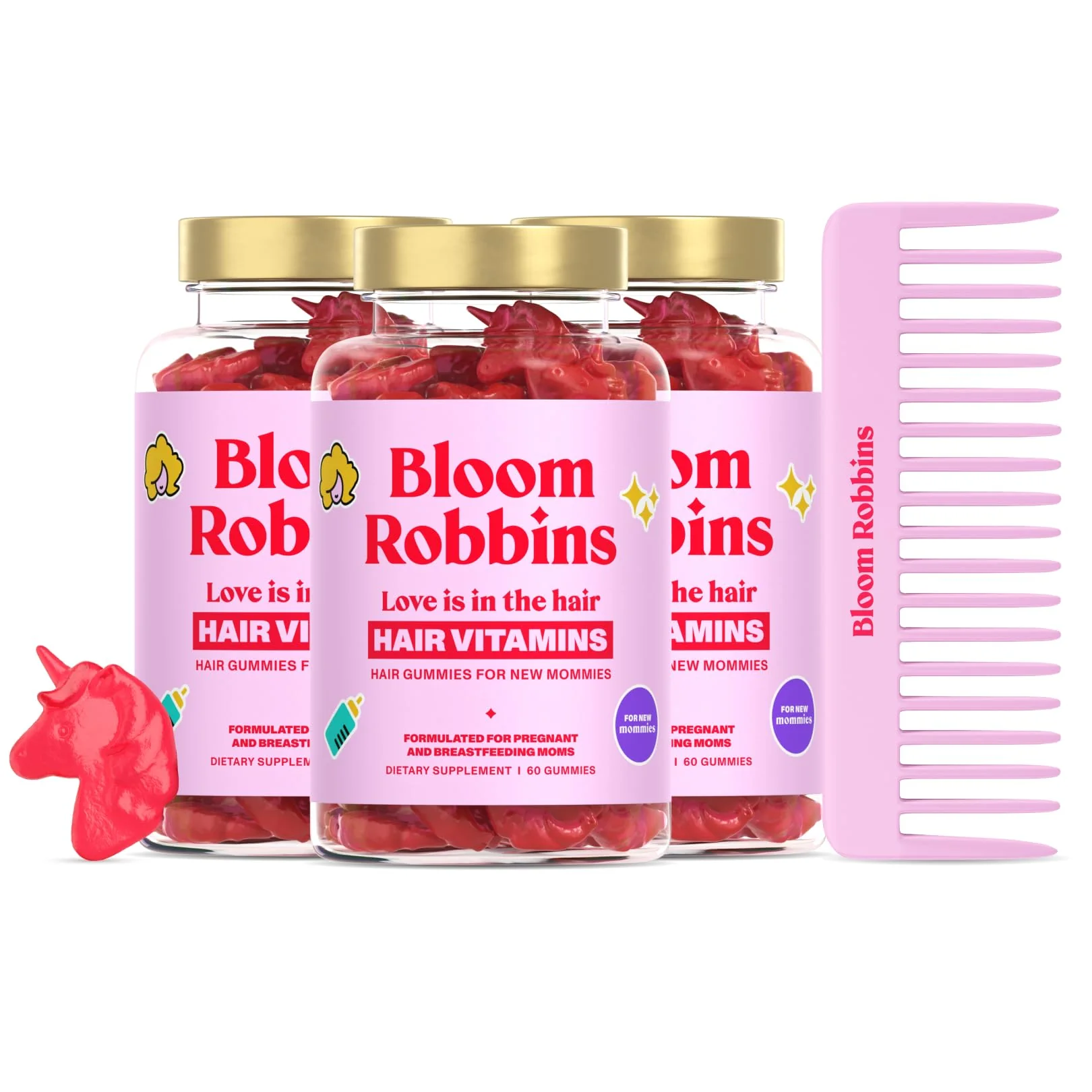 Bloom Robbins Hair Gummy Prenatal Vitamins – Pregnancy Hair Support with Folic Acid & Vitamin B6 (60 Gummies, 3-Pack) - Image 10