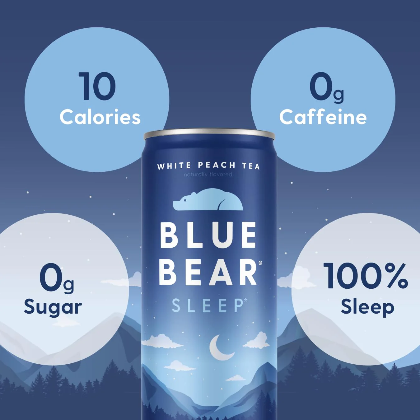 Blue Bear Melatonin Sleep Drink – White Peach Tea with 5 mg Melatonin, Caffeine-Free, Zero Sugar, 8.4 fl oz (12-Pack) - Image 4