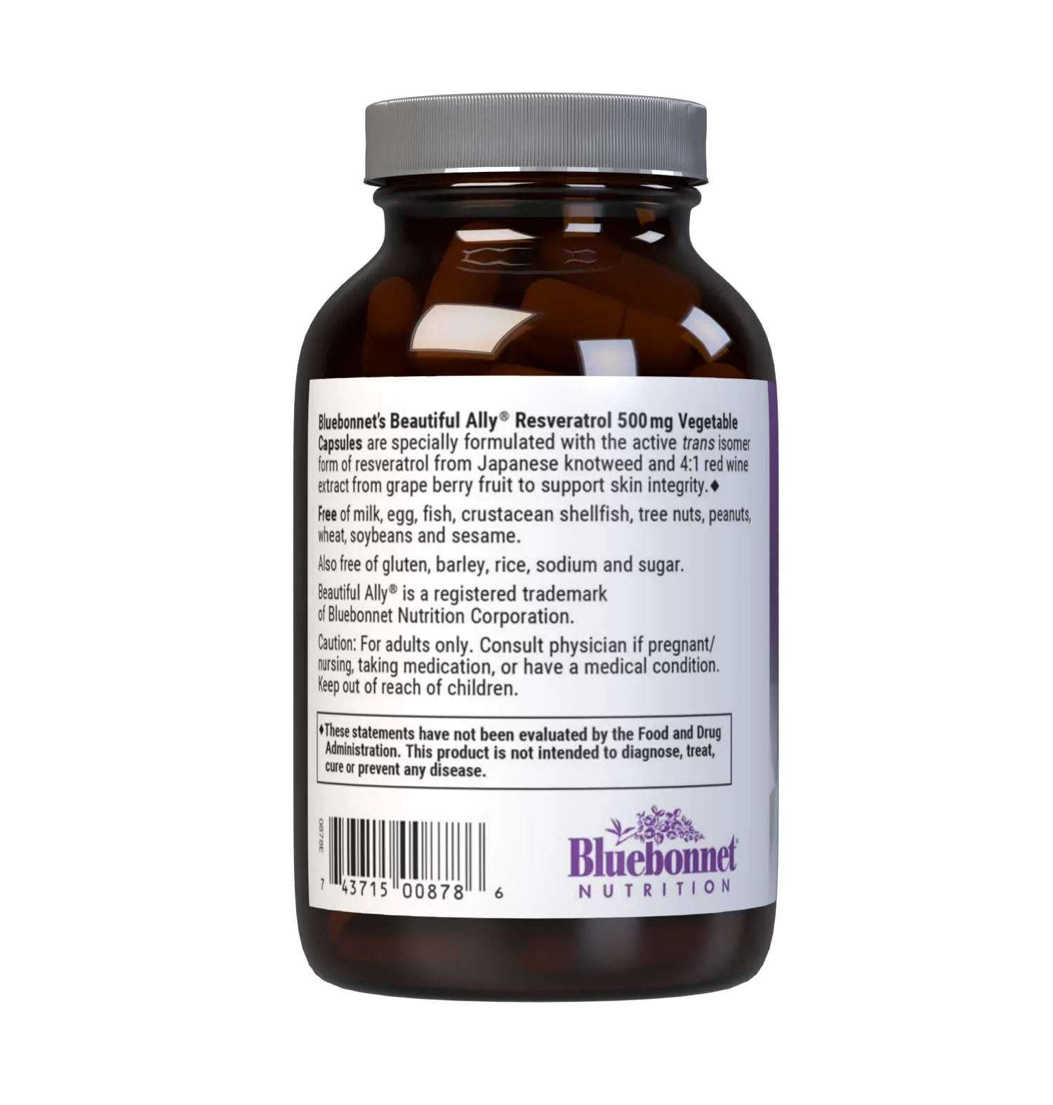 Bluebonnet Beautiful Ally Resveratrol 500 mg – Skin Integrity Support, Vegan, Non-GMO - Image 3