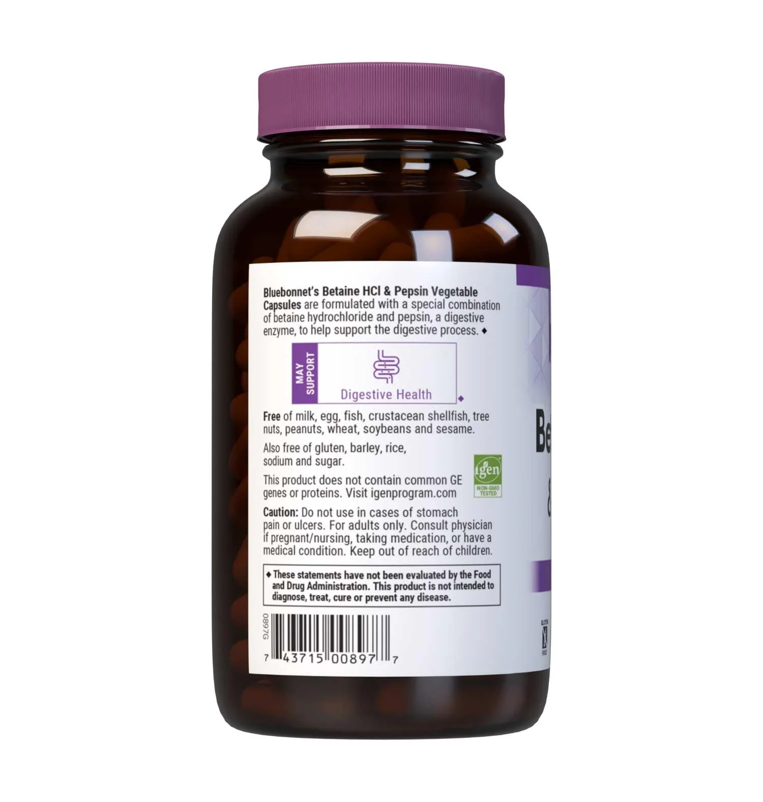 BlueBonnet Betaine HCl Plus Pepsin Vegetarian Capsules, 180 Count | Digestive Support - Image 3
