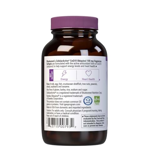 BlueBonnet CellularActive CoQ10 Ubiquinol Vegetarian Softgels 100 mg - Maroon Bottle, 60 Count - Image 10