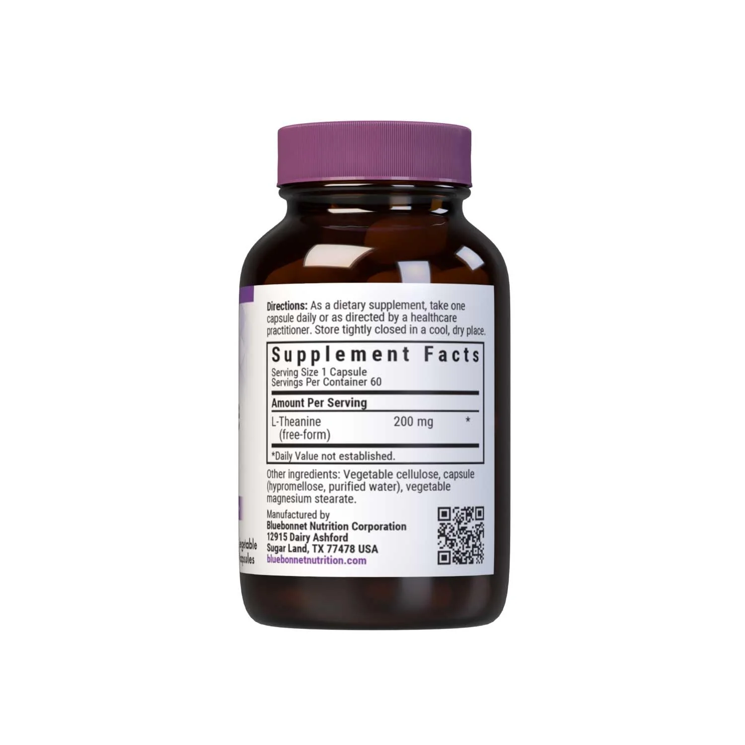 BlueBonnet L-Theanine 200mg – Free-Form Amino Acid, 60 Veg Capsules (Pack of 2) - Image 2
