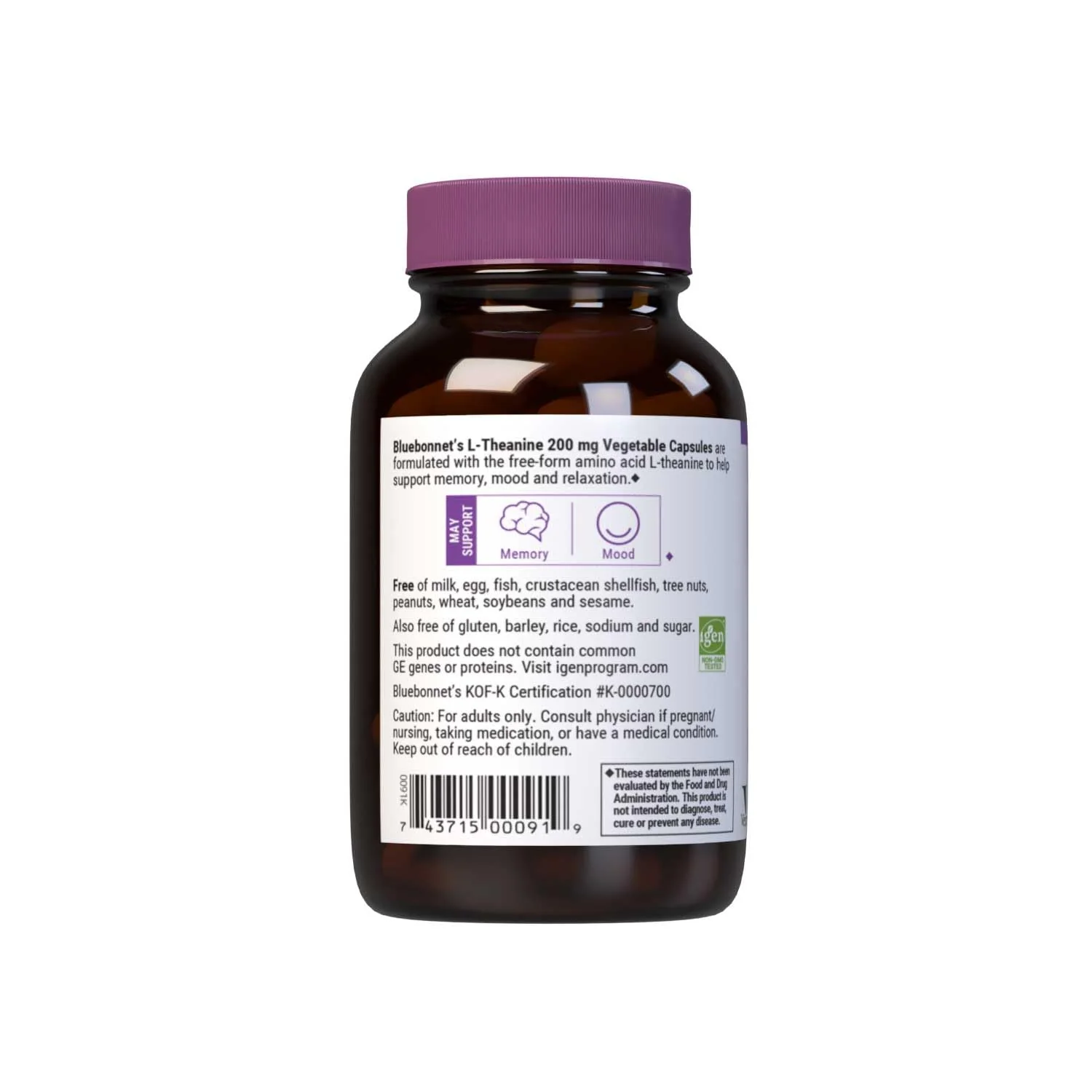 BlueBonnet L-Theanine 200mg – Free-Form Amino Acid, 60 Veg Capsules (Pack of 2) - Image 6
