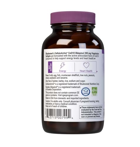Bluebonnet Nutrition Active CoQ10 Ubiquinol 200 mg – Vegetarian Softgels, Non-GMO, Allergen-Free, 60 Servings - Image 10