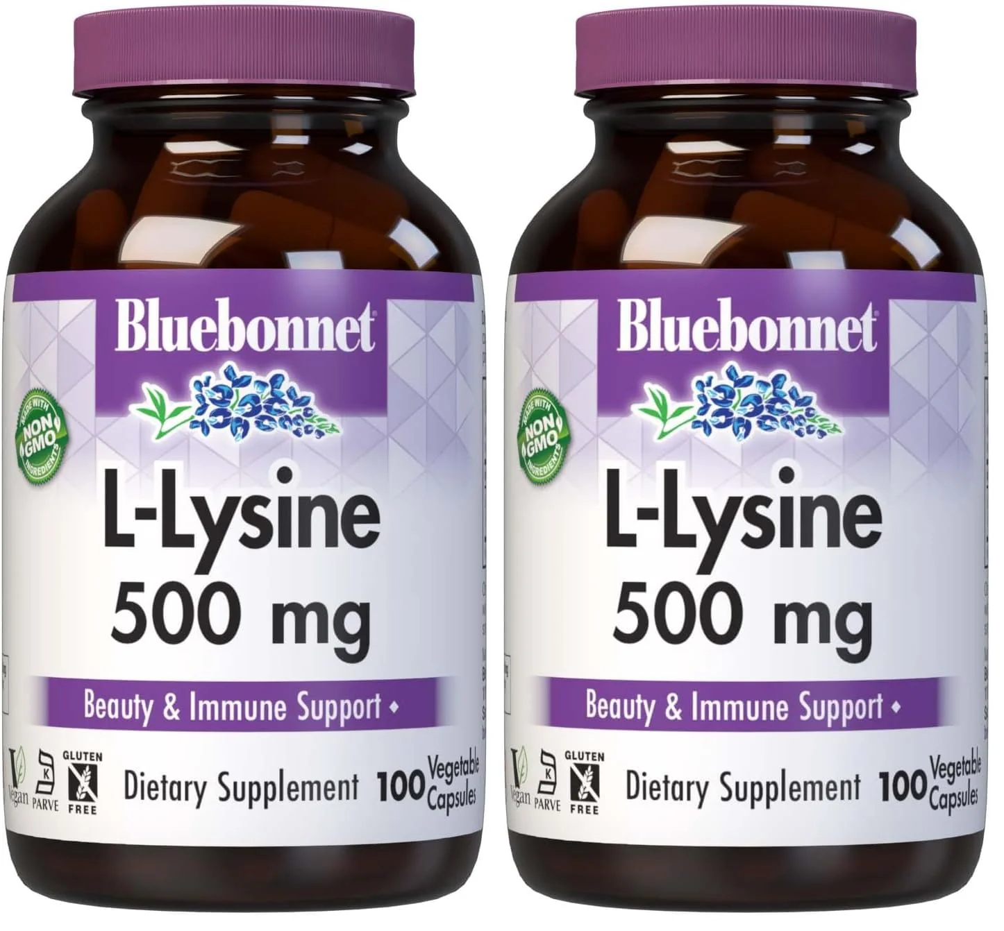 BlueBonnet Nutrition L-Lysine 500mg – Immune Support, 2-Pack, Vegan, Kosher, Soy-Free, Gluten-Free