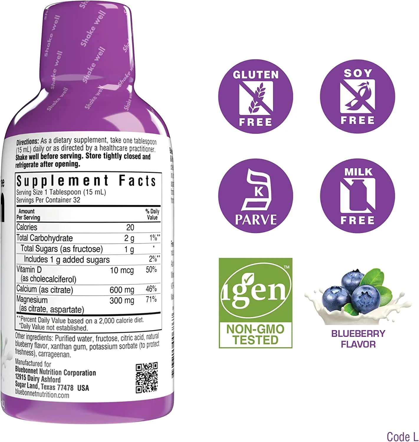 Bluebonnet Nutrition Liquid Calcium Magnesium Citrate with Vitamin D3 – 3 Bottle Bundle (16 oz each) – Blueberry, Strawberry, Mix Berry - Image 2