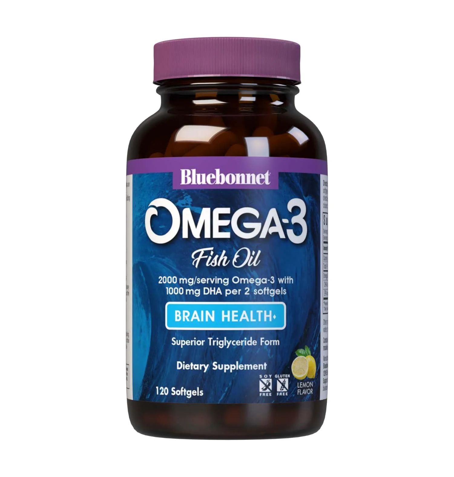 BlueBonnet Omega-3 Brain Formula – Wild-Caught DHA 1000 mg, EPA 210 mg | Burpless Lemon Softgels - Image 8