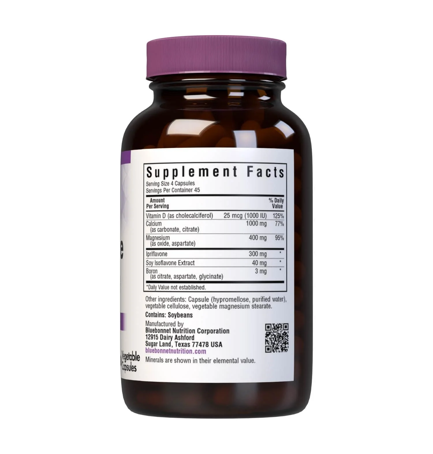 BlueBonnet Osteo-Bone Formula Vegetarian Capsules, 180 Count | Bone Health - Image 2