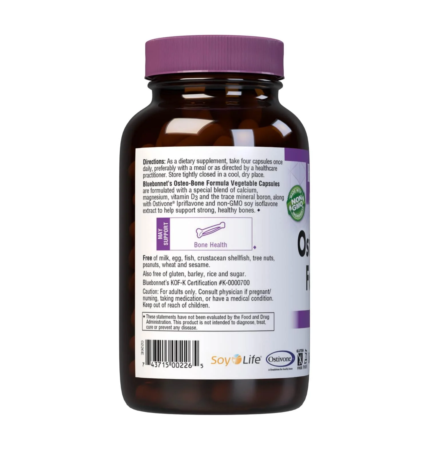 BlueBonnet Osteo-Bone Formula Vegetarian Capsules, 180 Count | Bone Health - Image 3