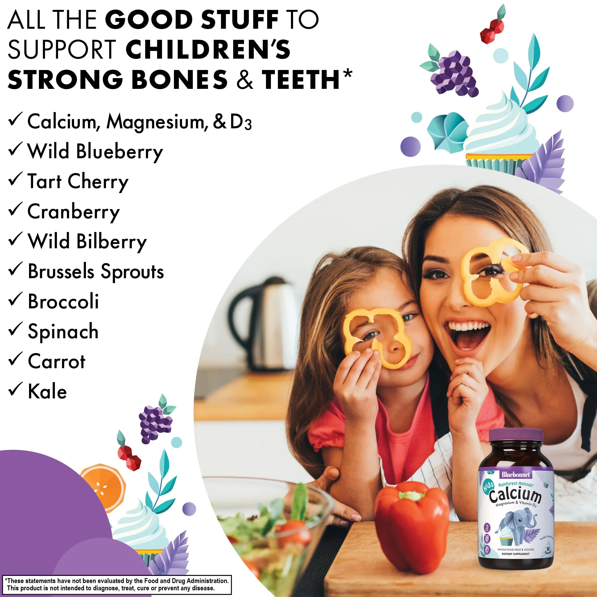 BlueBonnet Super Earth Animalz Calcium Magnesium Vitamin D3 Chews – Natural Vanilla Frosting (90 Count, Pack of 2) - Image 5