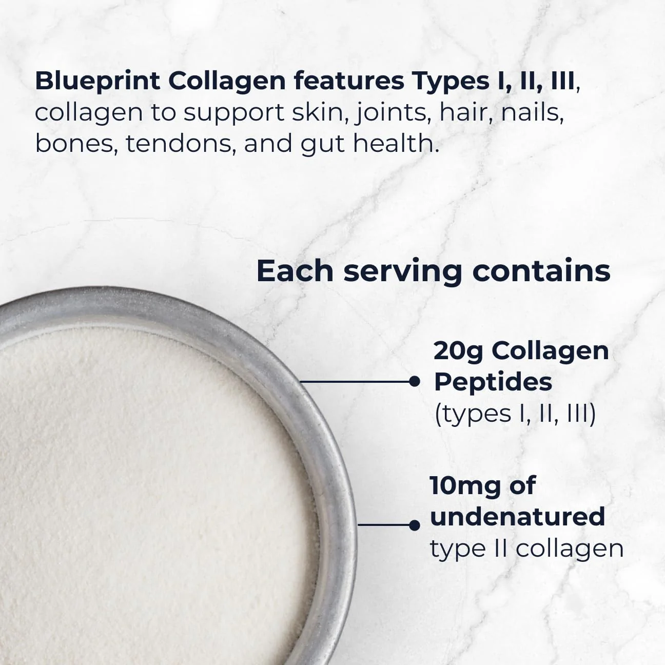 Blueprint Bryan Johnson Hydrolyzed Collagen Peptides Powder – Type I, II & III, Unflavored, 20g, 30 Servings - Image 12