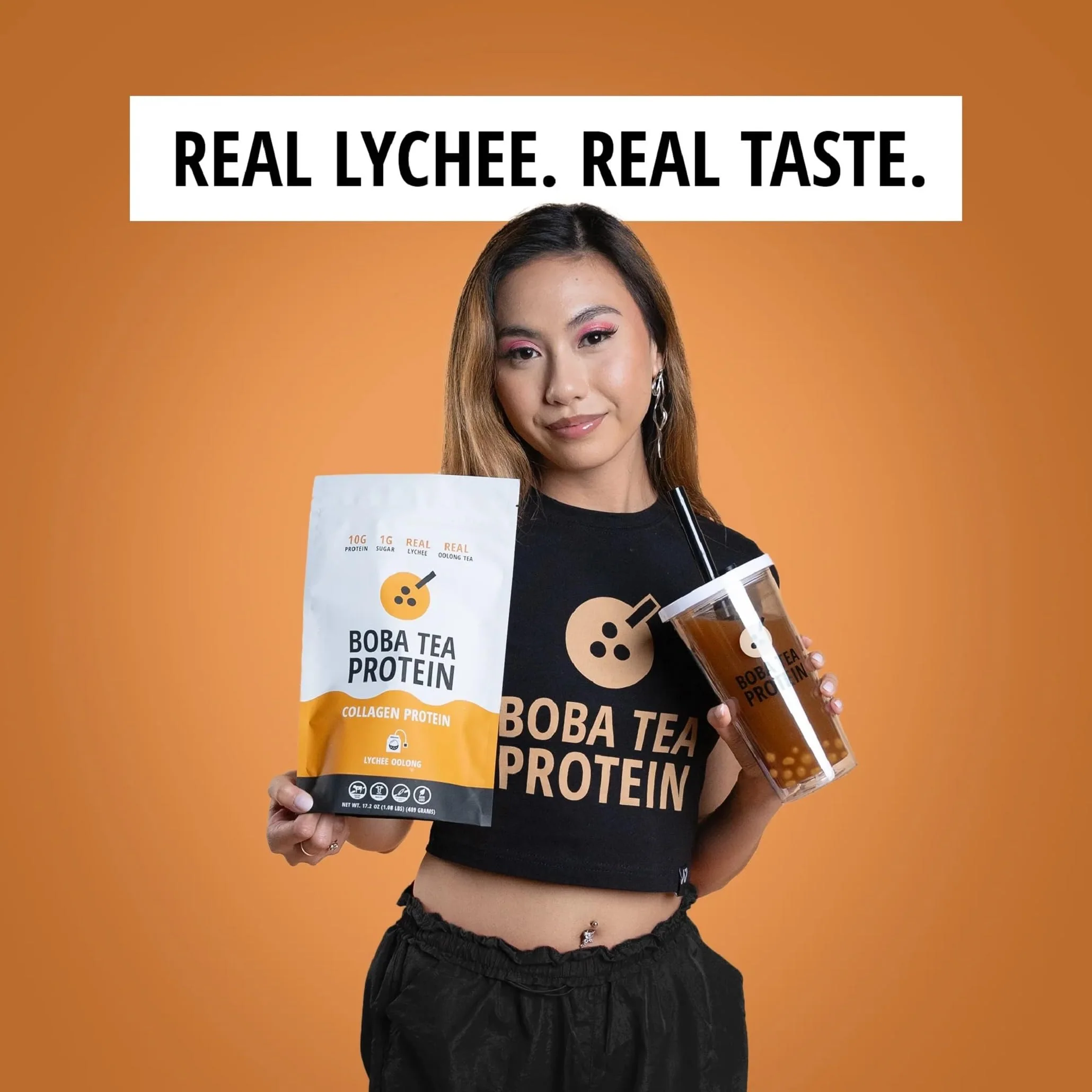 Boba Tea Protein Lychee Oolong Collagen | 30 Servings | Grass-Fed Hydrolyzed Bovine Collagen Powder - Image 2