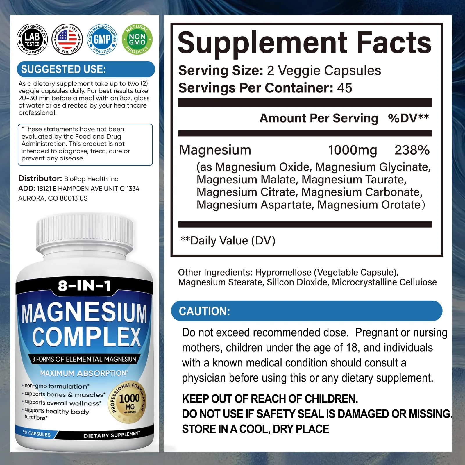 BODUNMSCA Magnesium Complex 8 in 1 – 1000mg for Relaxation, Sleep & Muscle Health | 180 Capsules - Image 14
